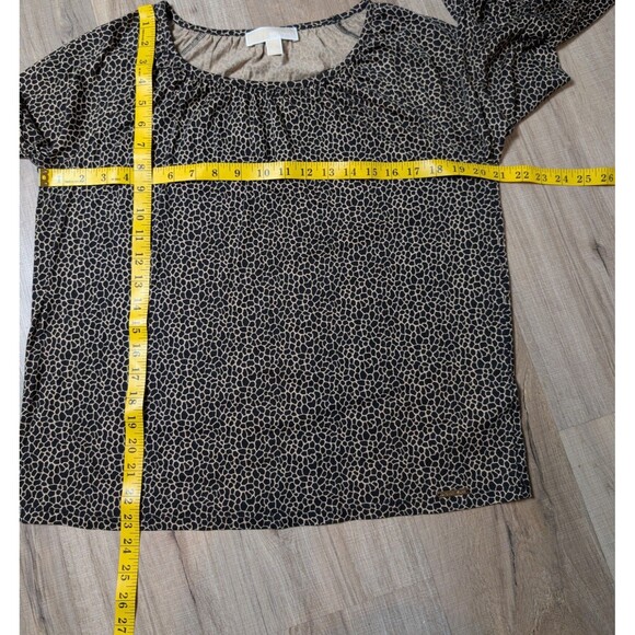 Michael Kors Size M Blouse Micro-Giraffe 3/4 Sleeve Bell Cuff Flowy Designer - Picture 10 of 10